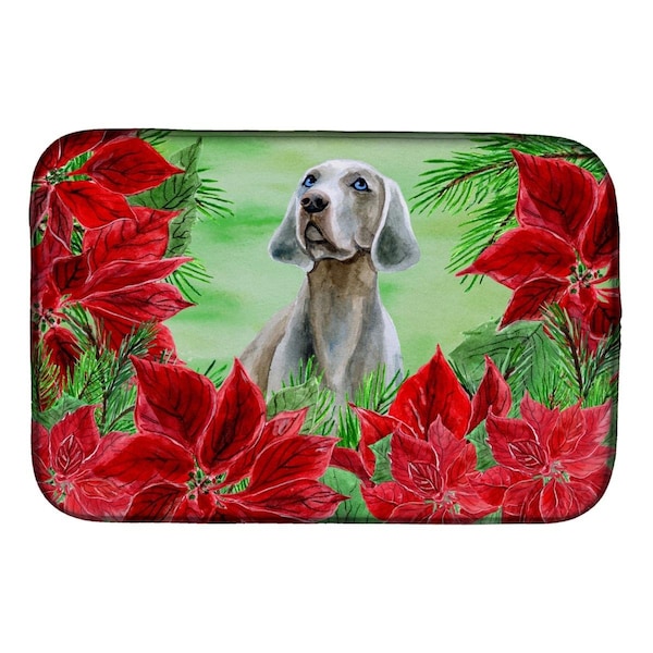 Carolines Treasures Weimaraner Poinsettas Dish Drying Mat - CK1322DDM