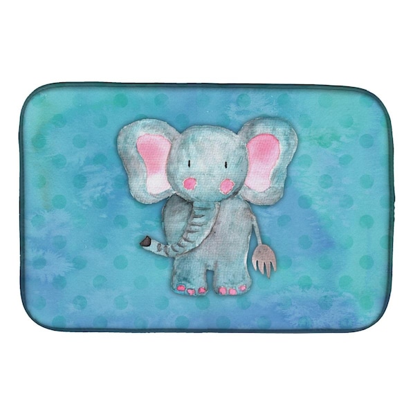 Carolines Treasures Blue Elepant Watercolor Dish Drying Mat - BB7372DDM