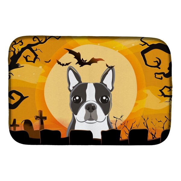 Carolines Treasures Halloween Boston Terrier Dish Drying Mat - BB1761DDM