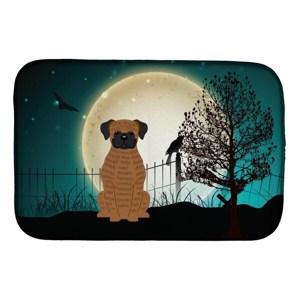 Carolines Treasures Halloween Scary Brindle Boxer Dish Drying Mat - BB2307DDM