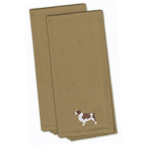 Carolines Treasures Welsh Springer Spaniel Tan Embroidered Kitchen Towel - BB3400TNTWE