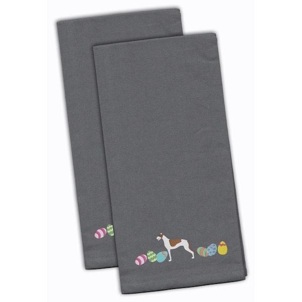 Carolines Treasures Greyhound Easter Gray Embroidered Kitchen Towel - CK1651GYTWE