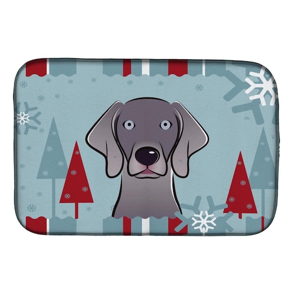 Carolines Treasures Winter Holiday Weimaraner Dish Drying Mat - BB1727DDM