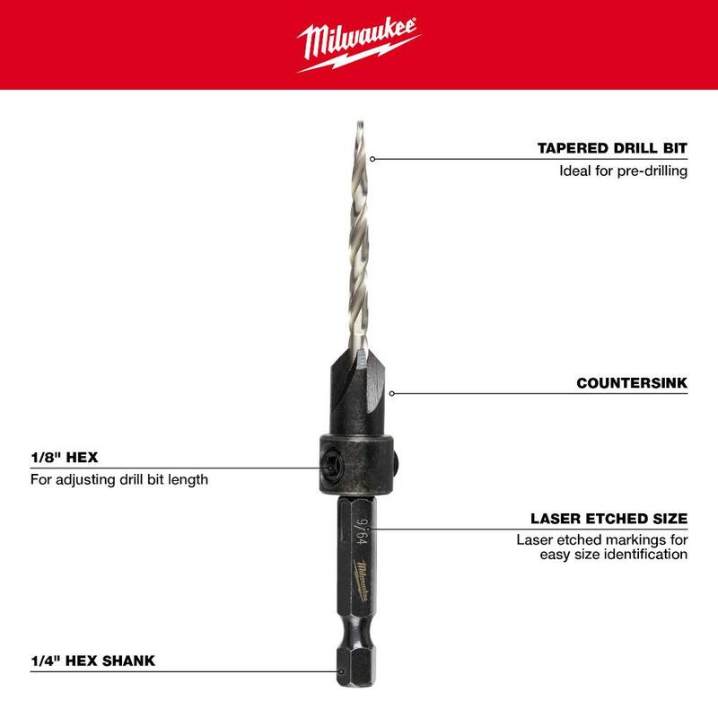 Avellanador Milwaukee #10 de 3/16 pulgadas para madera - 48-13-5002