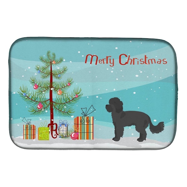 Carolines Treasures Black Maltipoo Christmas Tree Dish Drying Mat - CK3855DDM