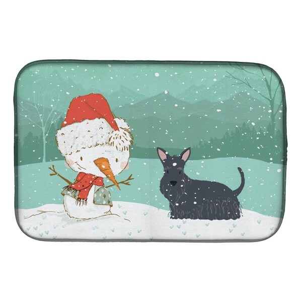 Carolines Treasures Scottish Terrier Snowman Christmas Dish Drying Mat - CK2068DDM