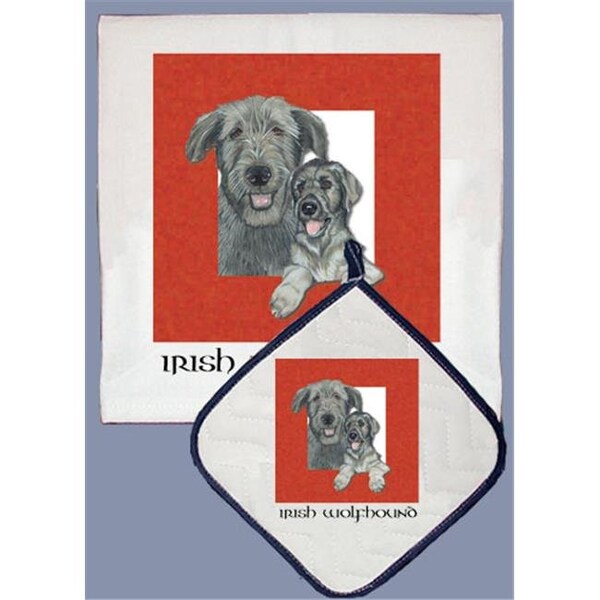 Pipsqueak Productions Pipsqueak Productions DP500 Dish Towel and Pot Holder Set - Irish Wolfhound - DP500