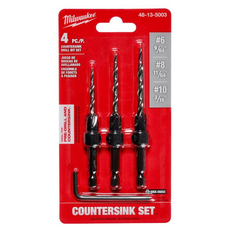 Juego de avellanador de madera Milwaukee #6/#8/#10 (6 piezas) - 48-13-5003-48-13-5003