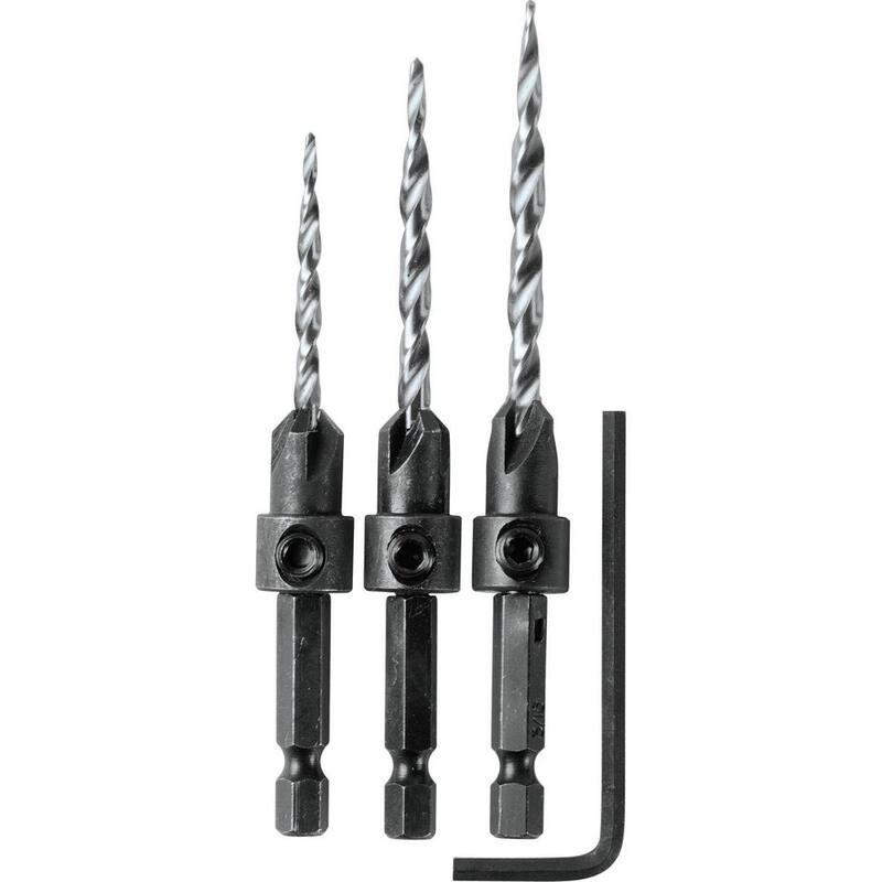 Avellanador de 1/4 de pulgada con juego de brocas y llave hexagonal (3 piezas) - A-99661