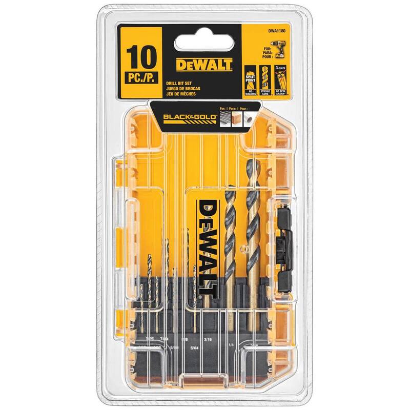 Juego de avellanadores de acero DEWALT (3 piezas) y juego de brocas negras y doradas (10 piezas) - DW2535WDWA1180