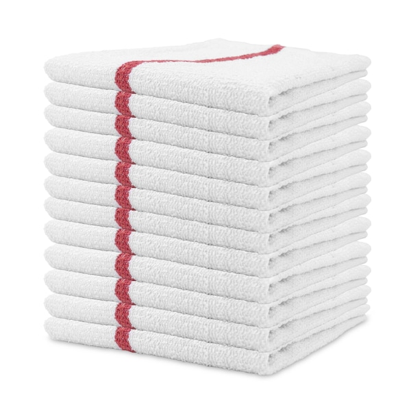 Monarch Qwick Wick Bar Mop Towels Red Stripe  , 12PK - N030-W65RD-5DZ