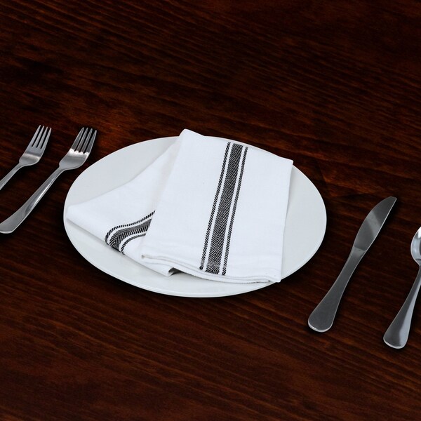 Monarch Herringbone Tea Towels Black Stripe , 12PK - SC-HTBK-24