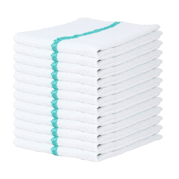 Monarch Qwick Wick Bar Mop Towels Green Stripe , 12PK - N030-GR-5DZ