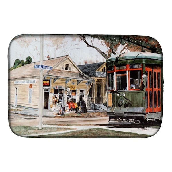 Carolines Treasures New Orleans Street Car Dish Drying Mat - 8108DDM