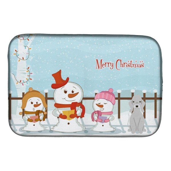 Carolines Treasures Merry Christmas Carolers Bedlington Terrier Blue Dish Drying Mat - BB2421DDM