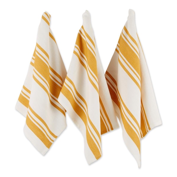 Fastfood 18 x 28 in. Honey Gold Chef Stripe Blue Dishtowel - FA2568224