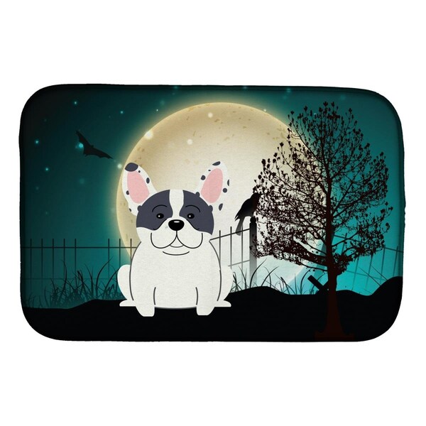 Carolines Treasures Halloween Scary French Bulldog Piebald Dish Drying Mat - BB2201DDM
