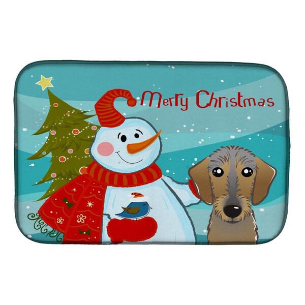 Carolines Treasures Snowman With Wirehaired Dachshund Dish Drying Mat - BB1853DDM