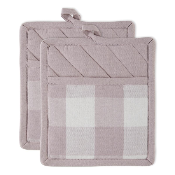Fastfood 9 x 8 in. Dusty Lilac Buffalo Check Potholder - FA2221658