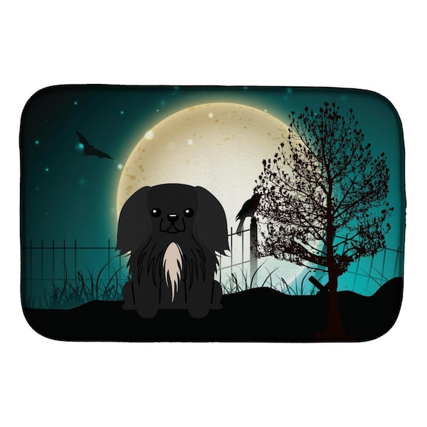 Carolines Treasures Halloween Scary Pekingnese Black Dish Drying Mat - BB2297DDM