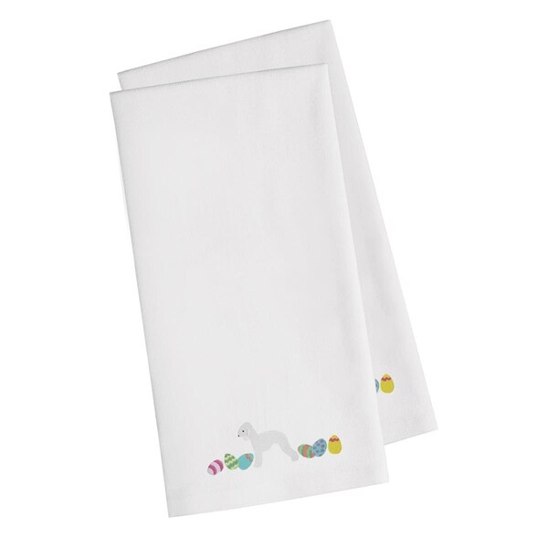 Carolines Treasures Bedlington Terrier Easter White Embroidered Kitchen Towel - CK1606WHTWE