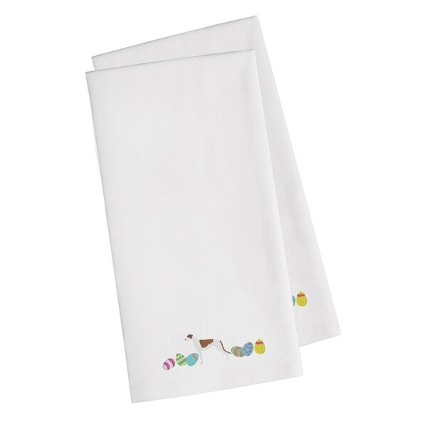 Carolines Treasures Greyhound Easter White Embroidered Kitchen Towel - CK1651WHTWE
