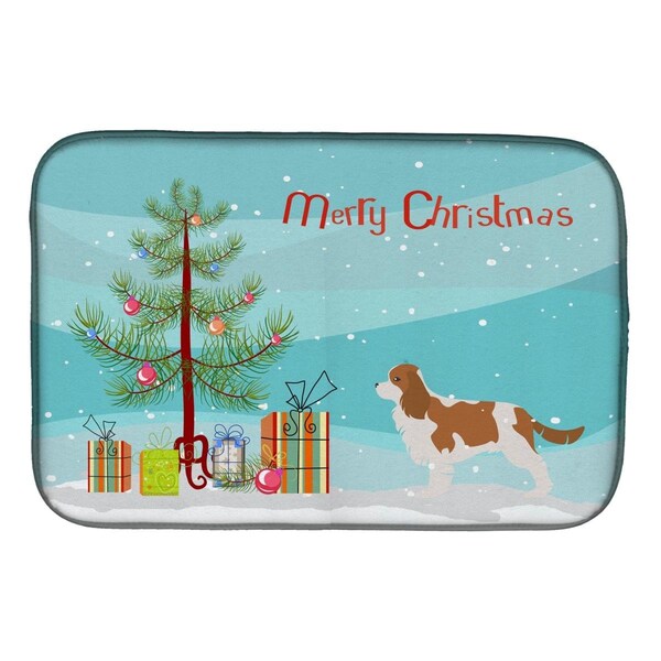 Carolines Treasures Cavalier King Charles Spaniel Merry Christmas Tree Dish Drying Mat - BB2967DDM