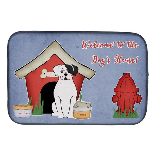 Carolines Treasures Dog House Collection White Boxer Cooper Dish Drying Mat - BB2868DDM