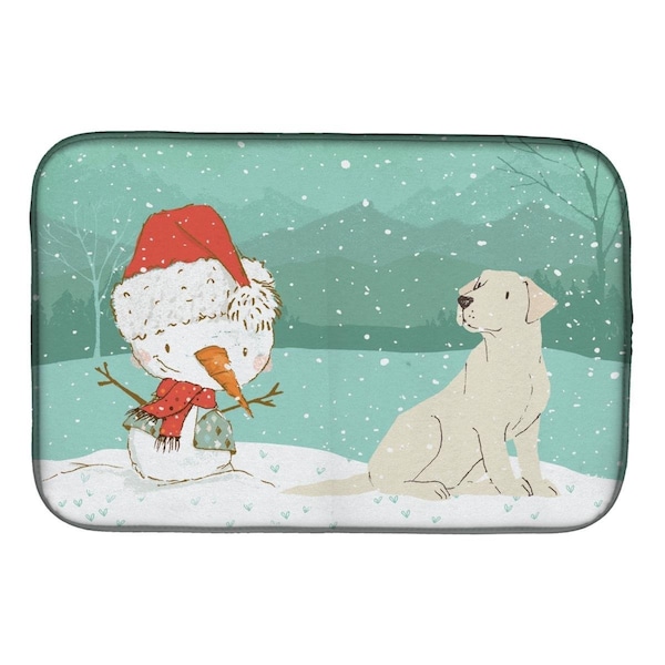 Carolines Treasures Yellow Labrador Snowman Christmas Dish Drying Mat - CK2049DDM