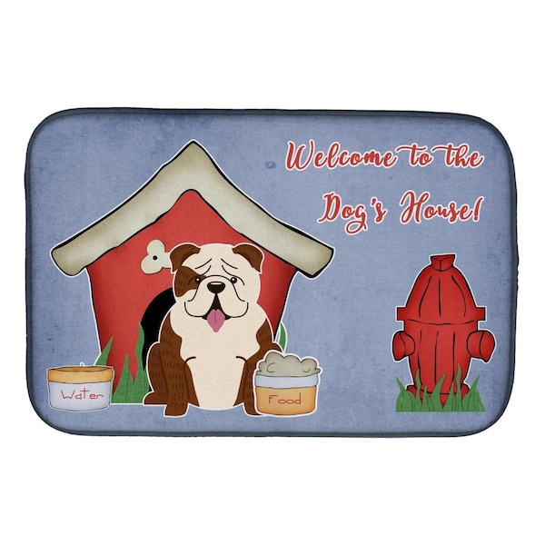 Carolines Treasures Dog House Collection English Bulldog Brindle White Dish Drying Mat - BB2875DDM