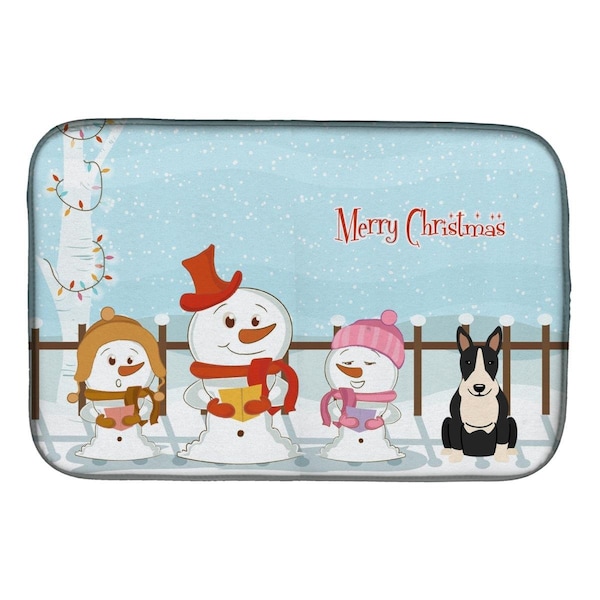 Carolines Treasures Merry Christmas Carolers Bull Terrier Black & White Dish Drying Mat - BB2464DDM