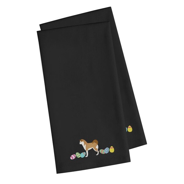 Carolines Treasures Akita Easter Black Embroidered Kitchen Towel - CK1595BKTWE