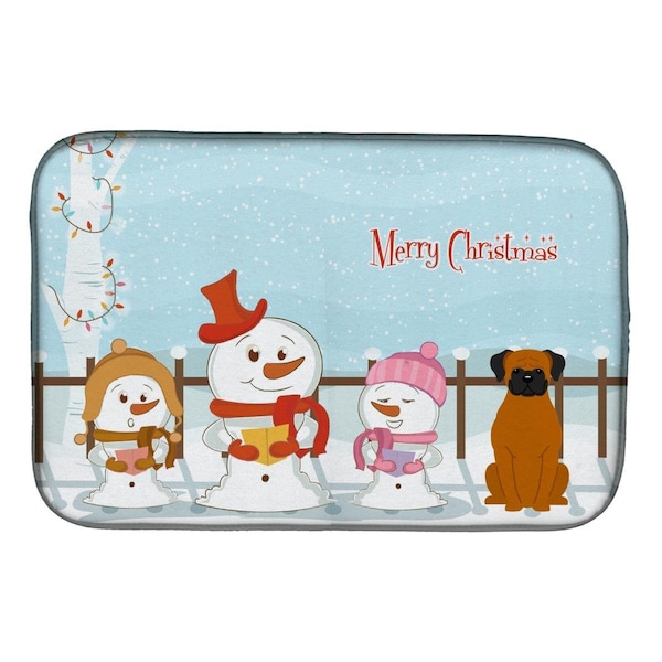 Carolines Treasures Merry Christmas Carolers Fawn Boxer Dish Drying Mat - BB2446DDM