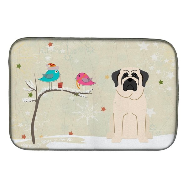 Carolines Treasures Christmas Presents Between Friends Mastiff White Dish Drying Mat - BB2489DDM
