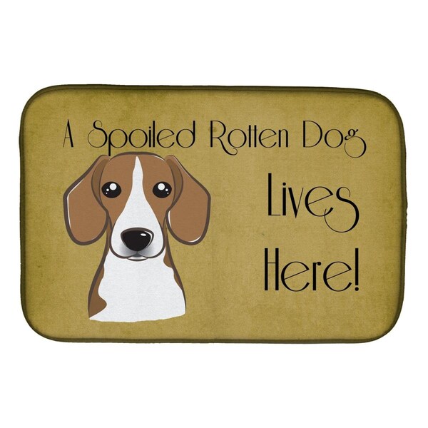 Carolines Treasures Beagle Spoiled Dog Lives Here Dish Drying Mat - BB1487DDM