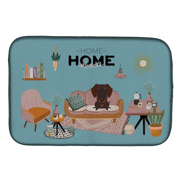 Carolines Treasures 14 x 21 in. Chocolate Wire Haired Dachshund Sweet Home Dish Drying Mat - CK7974DDM