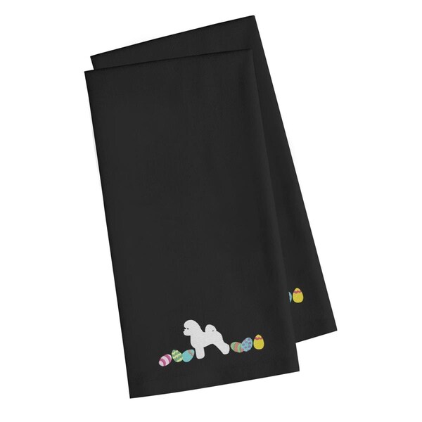 Carolines Treasures Bichon Frise Easter Black Embroidered Kitchen Towel - CK1609BKTWE