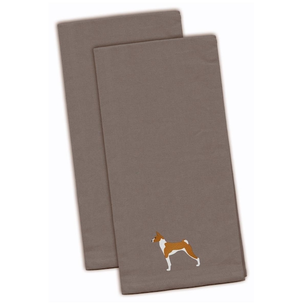Carolines Treasures Basenji Gray Embroidered Kitchen Towel - BB3474GYTWE