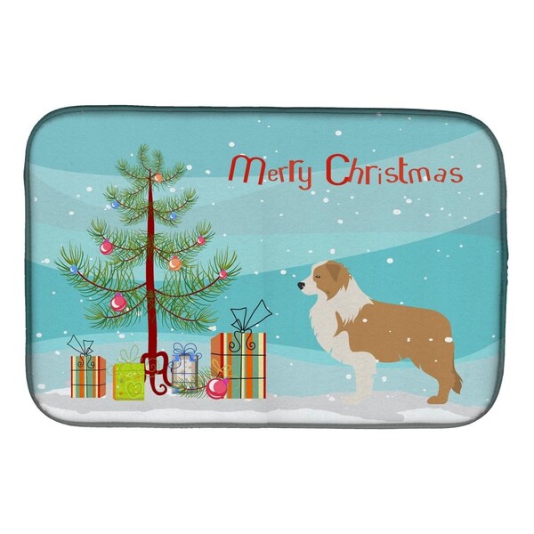 Carolines Treasures Red Border Collie Merry Christmas Tree Dish Drying Mat - BB2940DDM