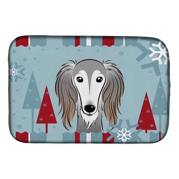 Carolines Treasures Winter Holiday Saluki Dish Drying Mat - BB1725DDM