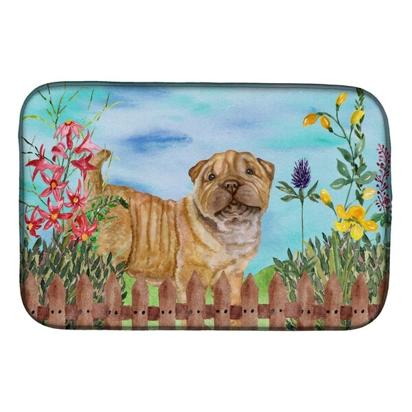 Carolines Treasures Shar Pei Puppy Spring Dish Drying Mat - CK1281DDM