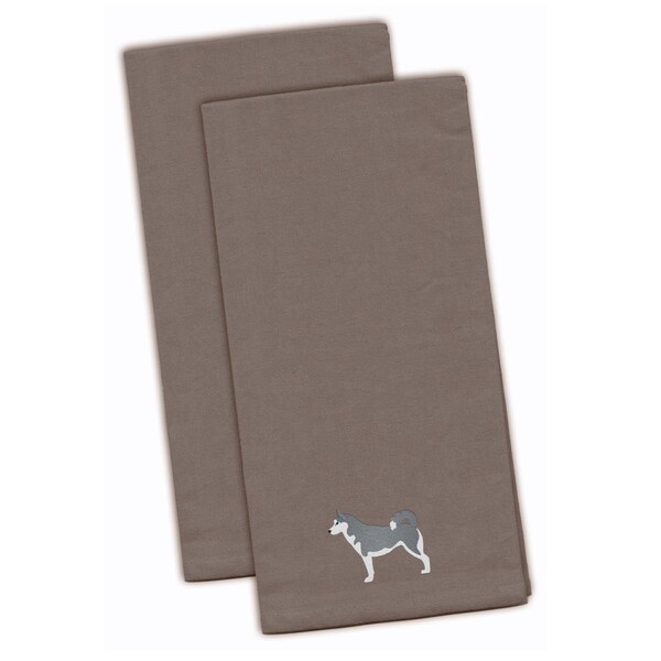 Carolines Treasures Siberian Husky Gray Embroidered Kitchen Towel - BB3480GYTWE