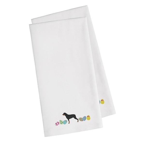 Carolines Treasures Rottweiler Easter White Embroidered Kitchen Towel - CK1678WHTWE