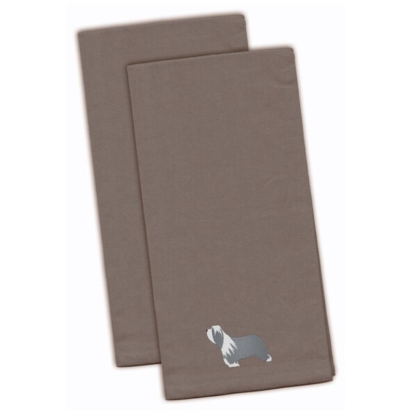 Carolines Treasures Bearded Collie Gray Embroidered Kitchen Towel - BB3417GYTWE