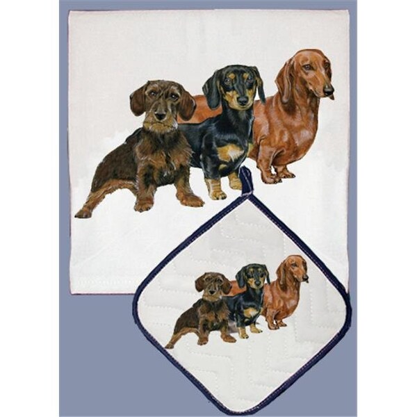 Pipsqueak Productions Pipsqueak Productions DP526 Dish Towel and Pot Holder Set - Dachshund - DP526