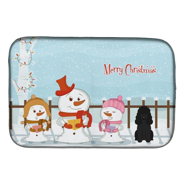 Carolines Treasures Merry Christmas Carolers Poodle Black Dish Drying Mat - BB2402DDM