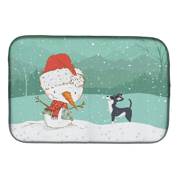 Carolines Treasures Black Chihuahua Snowman Christmas Dish Drying Mat - CK2080DDM