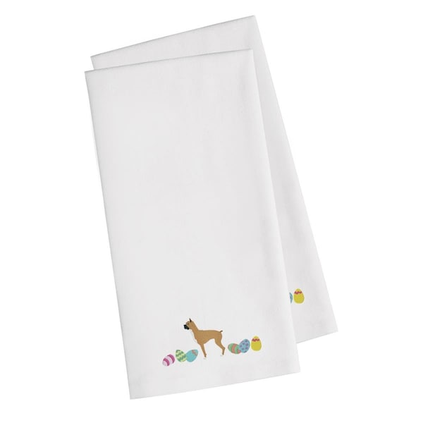 Carolines Treasures Boxer Easter White Embroidered Kitchen Towel - CK1615WHTWE