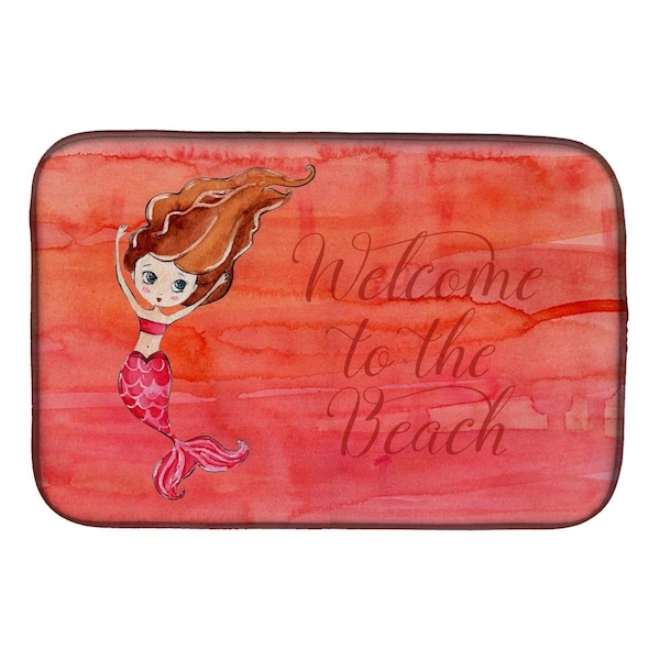 Carolines Treasures Mermaid Welcome Red Dish Drying Mat - BB8516DDM