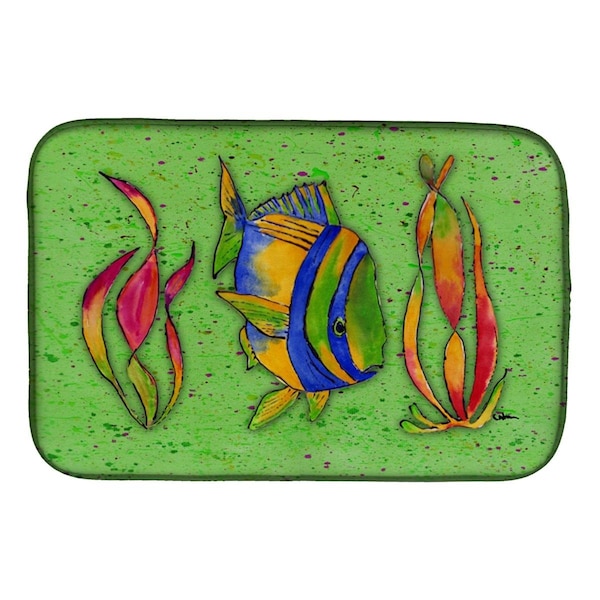 Carolines Treasures Tropical Fish on Green Dish Drying Mat - 8568DDM